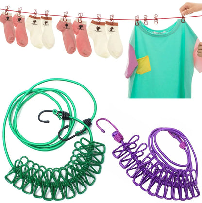 |Free Delivery| Multi Functional Portable Drying Rope with 12 Clips