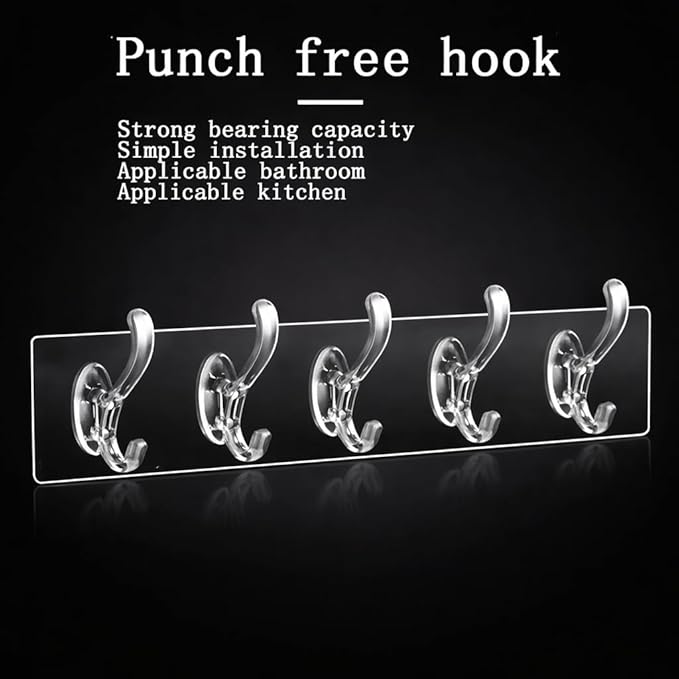 Transparent Wall Hook Strip ( Pack Of 5/Pack Of 12) (FREE SHIPPING)