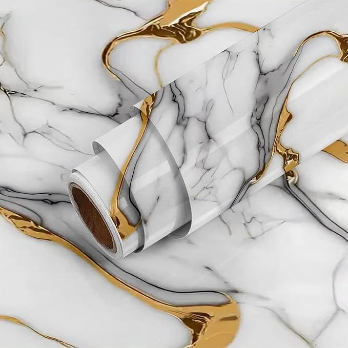 Waterproof Marble Sheets, Self Adhesive PVC Sheet Rolls Size: (6.5ft Lenghth X 2ft  Width)