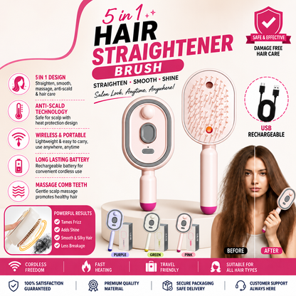 |Free Home Delivery| 5-in-1 Electric Mist Hair Brush