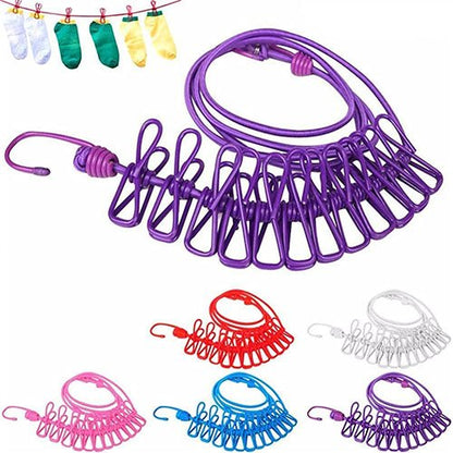 |Free Delivery| Multi Functional Portable Drying Rope with 12 Clips